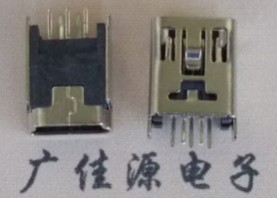 迷你Mini USB5P母座|直插短腳180度|B型立式款直插DIP