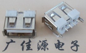 供應USB180度短體兩邊魚叉腳有卷邊|白膠芯帶刺破10.0直插|翻邊母座鐵殼