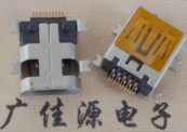 Mini USB母座10P|飛利浦SMT全貼片肆腳魚叉|B型定位柱1.0MM