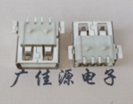 USB接口 AF方形大貼板SMT 帶柱1.2mm無卷邊LCP本色