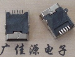 Mini USB母座5P|貳腳直插針SMT貼片式|總長(zhǎng)度9.3MM/B型口銅殼