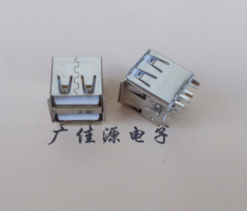USB A母雙層180度有卷邊|肆腳直插白膠芯|總長17.7MM針8p沉進去