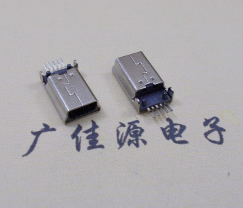 Mini USB5Pin公頭180度,貼板帶柱體長13.2MM