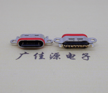 沉板防水usb type c16p接口,帶兩孔位鎖板手機(jī)尾插